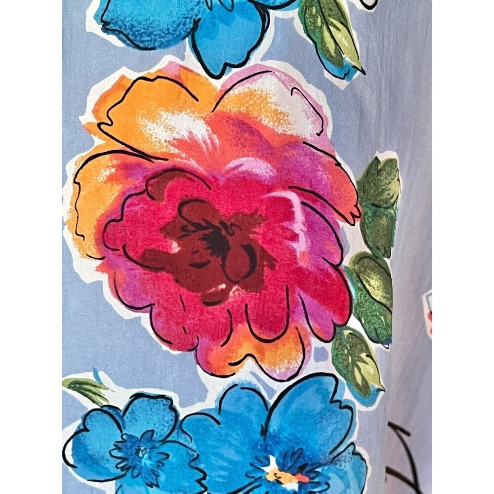 Carole Little Womens Silk Button-Up Shirt Dress 14 Island Prints Long Sleeve 80s - Picture 13 of 16